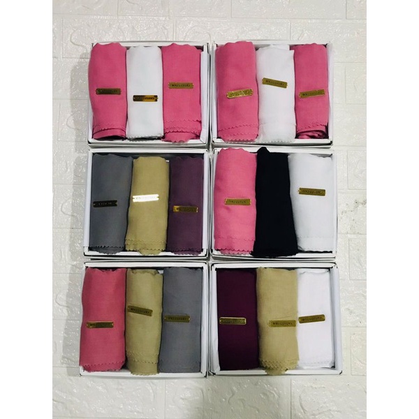 [HAMPERS Set] Hijab Voal Segiempat polos jumbo Premium by Wanoja Plain Luxury Jilbab segi empat pake