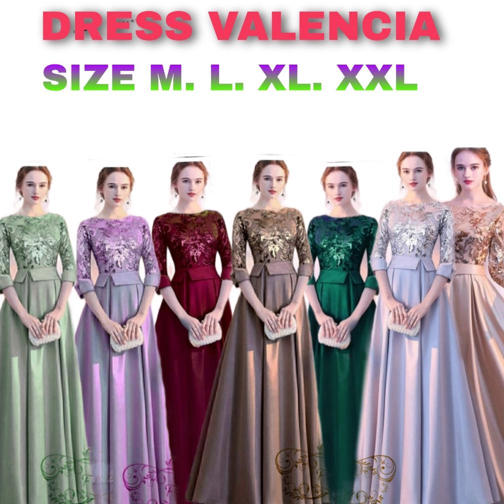 Grosir 3 Ukuran Size M L Xl/ Dress Valencia/ Gaun Pesta Terbaru/ Dress Panjang Premium/ Dress Korea 