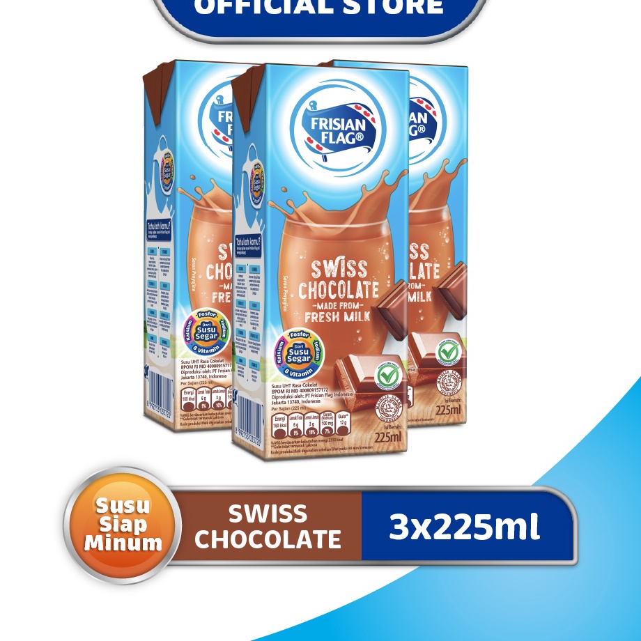 

>D2289) ⭐⭐⭐⭐⭐ Frisian Flag Susu UHT Swiss Chocolate 3 x 225 ml