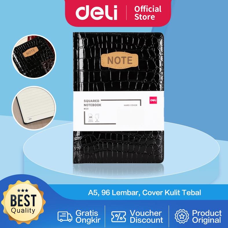 

Deli Leather Cover Notebook / Buku Catatan / Agenda Sampul Kulit A5 96 Lembar Hard Cover Tebal EN122L