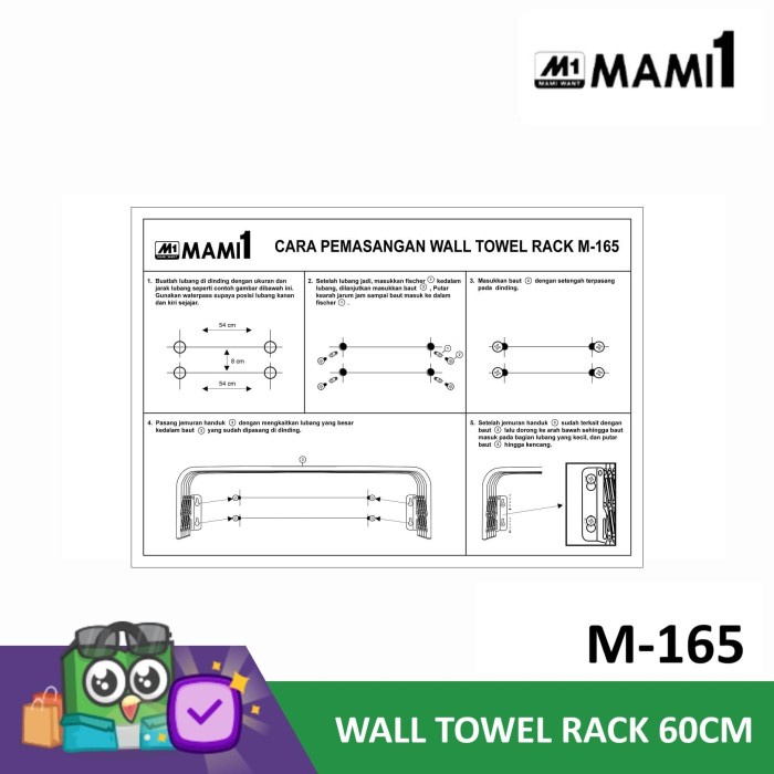 PROMO MAMI1 M-165 WALL TOWEL RACK 60CM TERBARU