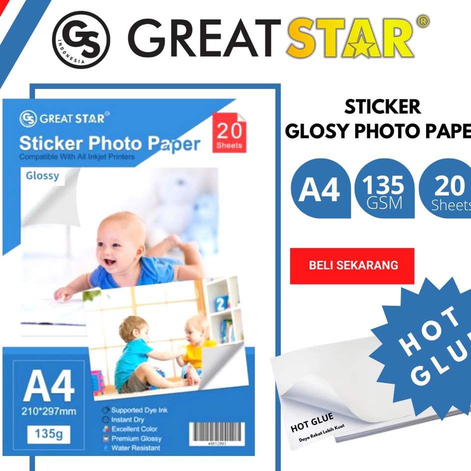 

Jangan Sampai Kehabisan!!!❄️ STICKER KERTAS PHOTO GLOSY 135 GREAT STAR NEW !!! (HOT GLUE)
