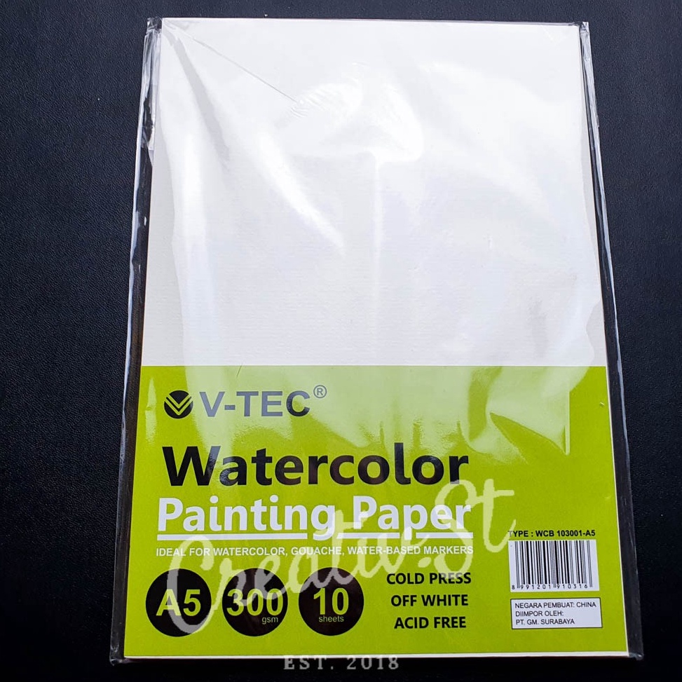 

8.8 V-tec A5 Water Color Paper Sheets 300 GSM Cold Press Watercolor