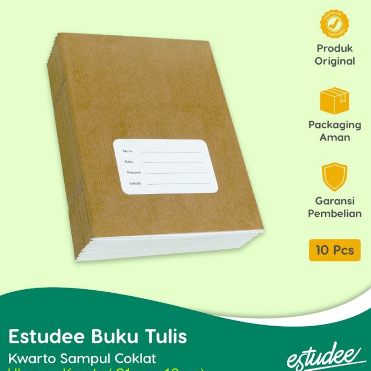 

『Perdana』 Buku Tulis Estudee A5 Kwarto 58 Sampul Coklat Isi 10 Buku