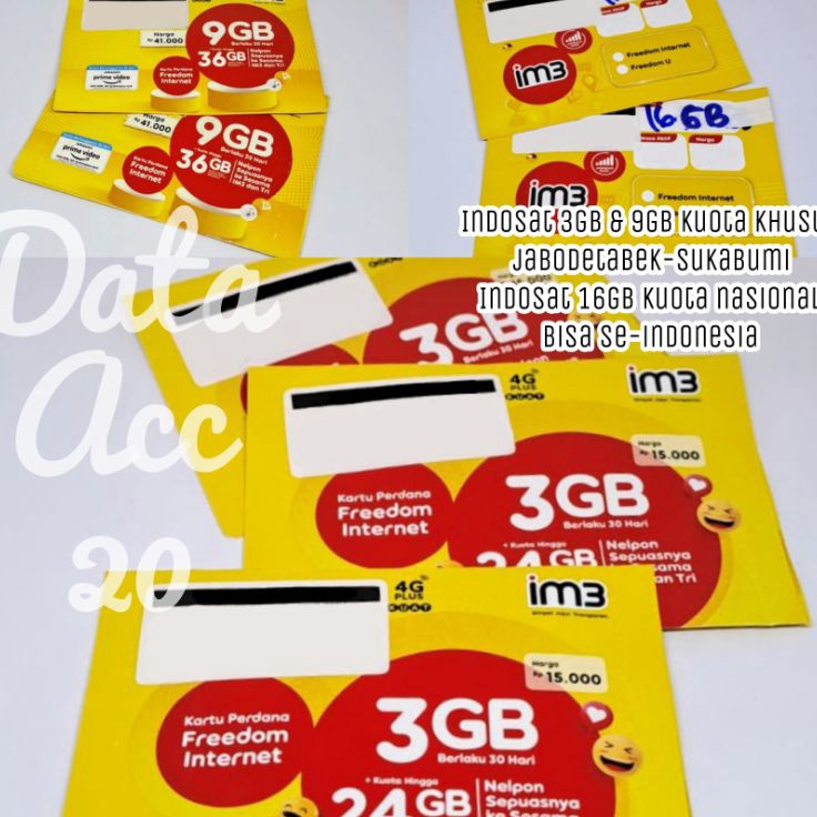 Free Ongkir/ Kuota IM3 Mentari Indosat ON Oredoo 3GB 9GB 16GB Data Internet Promo Murah - NASIONAL
