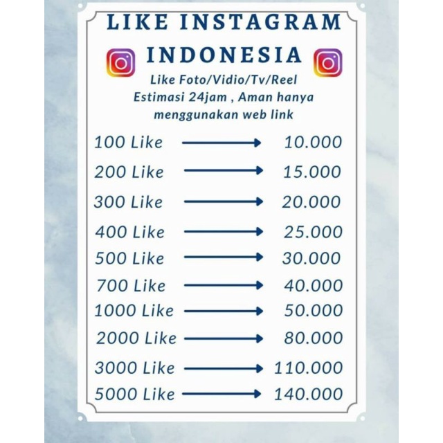Jasa like Instagram foto , video , tv , reel , proses cepat aman dan amanah