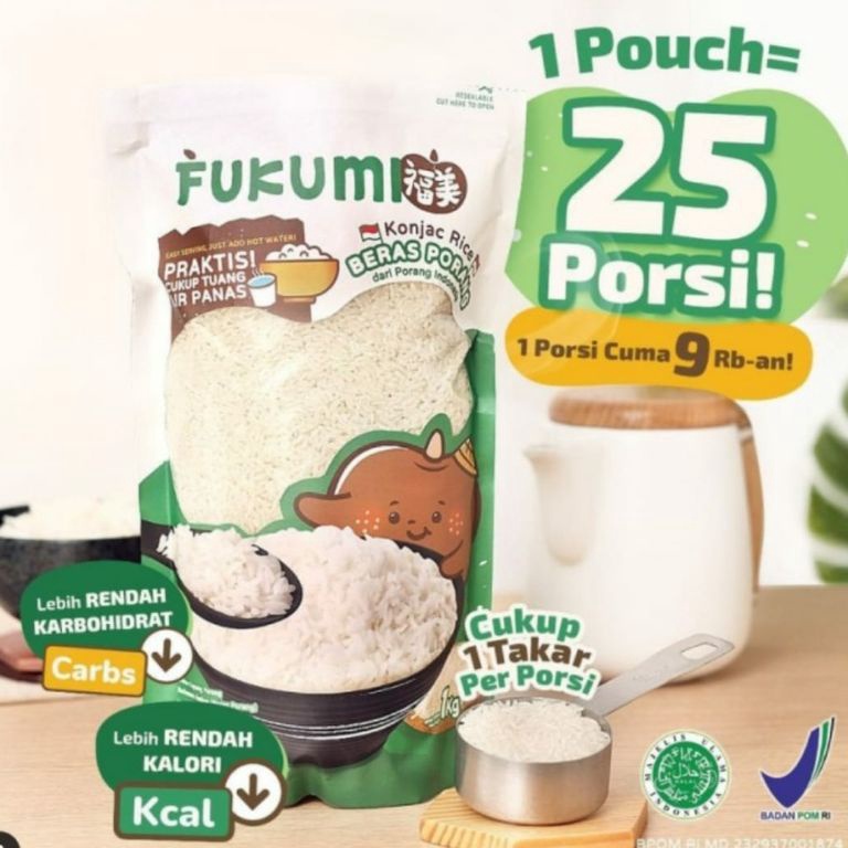 

Diskon.. FUKUMI BERAS PORANG POUCH 1 KG - SHIRATAKI / KONJAC RICE 100
