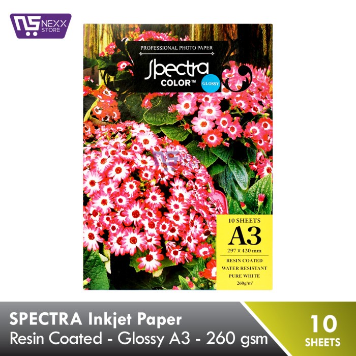 

Terlaris Spectra Rc Inkjet Paper Glossy A3 260 Gsm