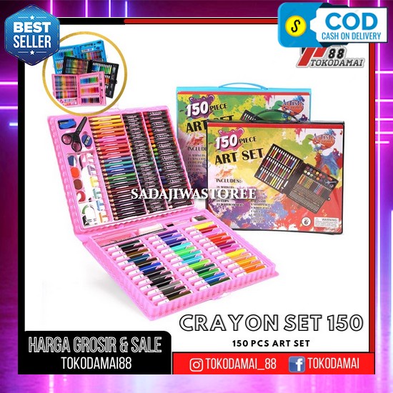 

Drawing Stationary Krayon Set Perlengkapan Menggambar Pensil Warna Lengkap Tidak Beracun Alat Mewarnai Anak Perempuan Laki Laki Oil Pastel Warna Cerah Colouring Set Alat Melukis Non Toxic Alat Tulis Anak Tk Sd Crayon Set Pensil Warna 150Pcs - Alat Tulis