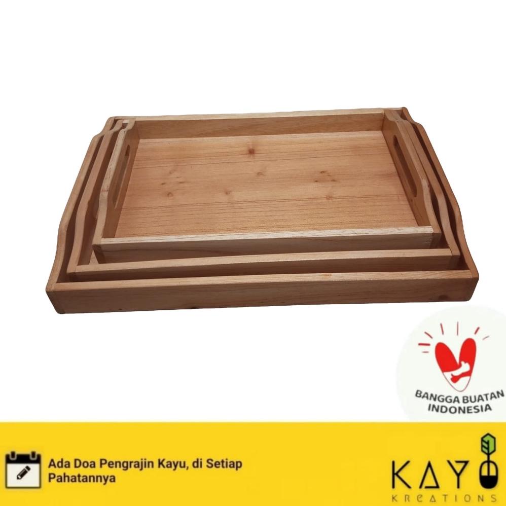 Nampan Kayu Cantik Aestetik Bahan Kayu Mahoni - Peralatan Dapur Kayu Wooden Tray