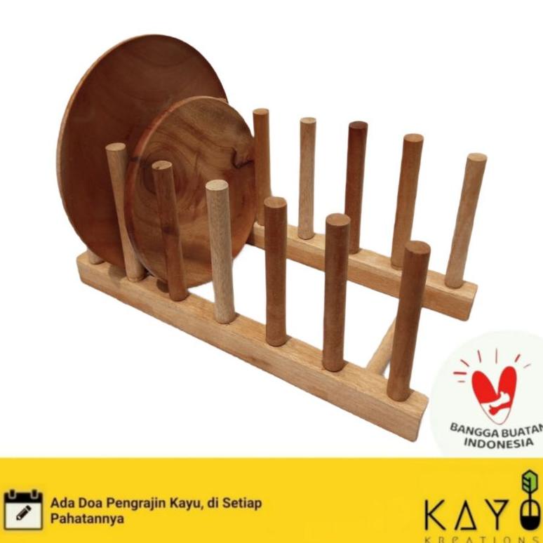 Rak Piring Kayu / Tempat Piring Kayu - Peralatan Dapur Kayu