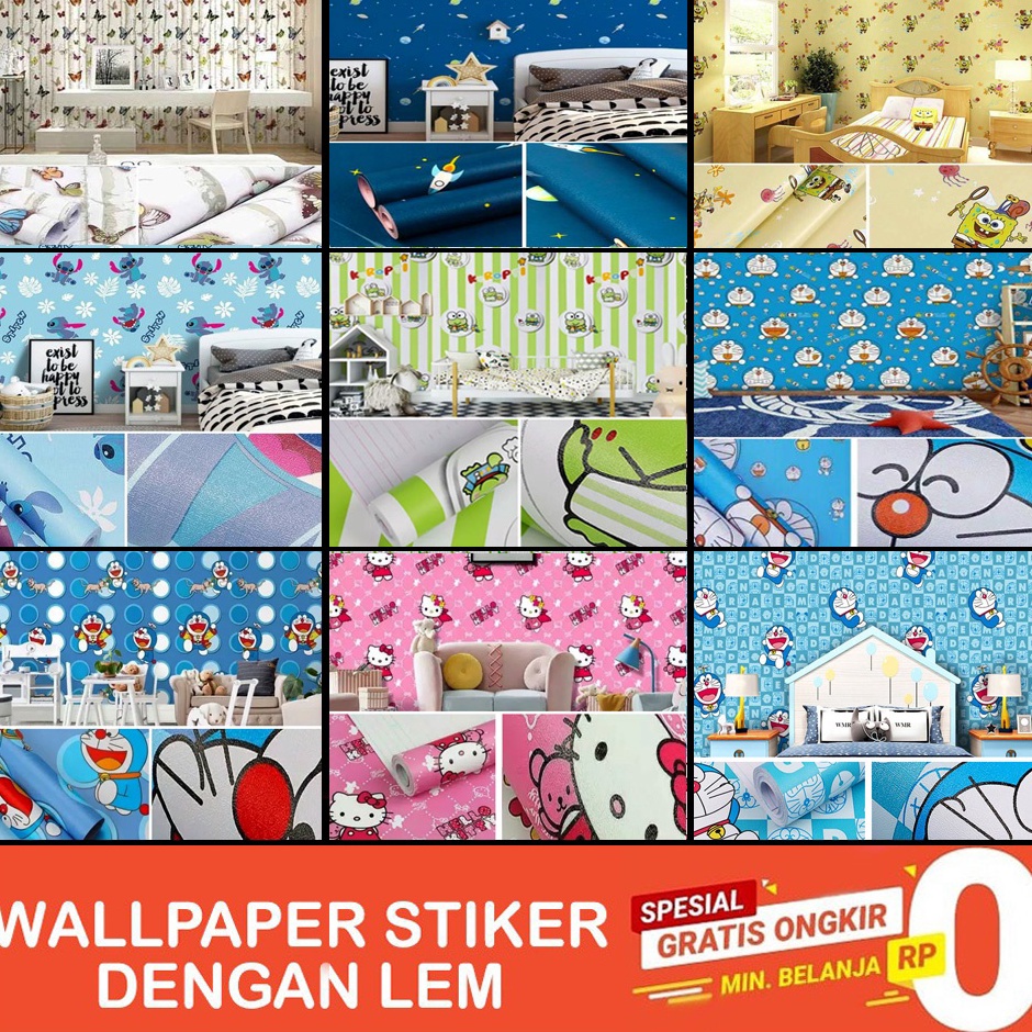 Ready Wallpaper stiker dinding motif karakter kartun animasi / dekorasi dinding