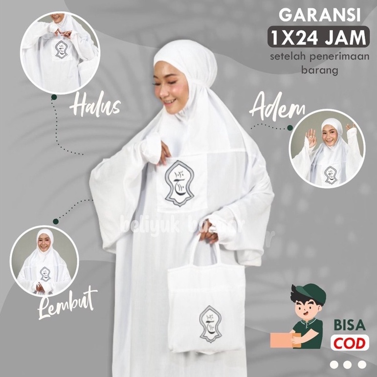 BeliYuk.Bazaar Mukena Terusan Bali Terompah Polosan Putih Mukenah Dewasa Jumbo Rayon 5 Variasi Warna