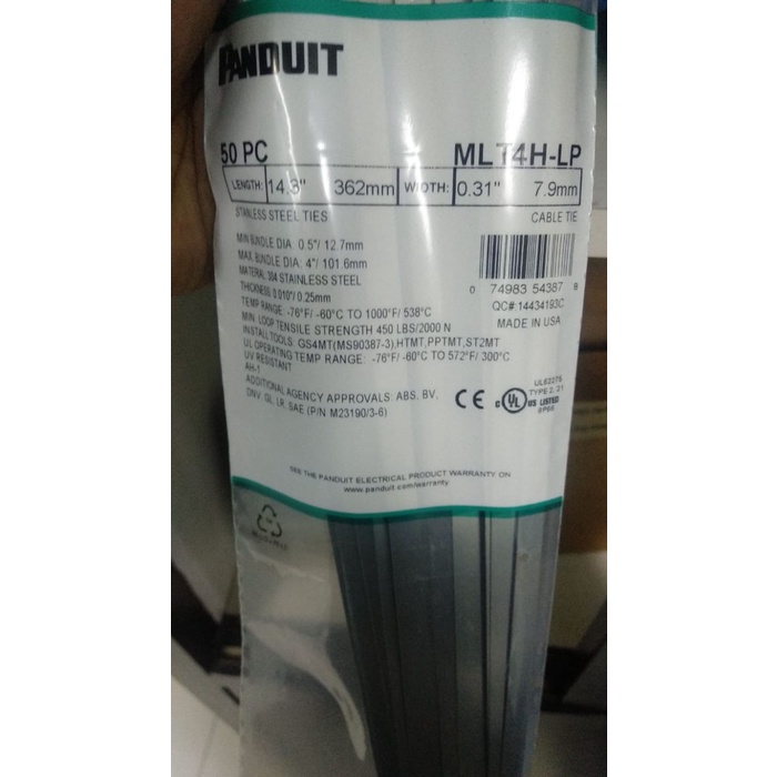 

Stainless Ties Mlt4H-Lp Panduit / Cable Ties Panduit Stainles 362Mm