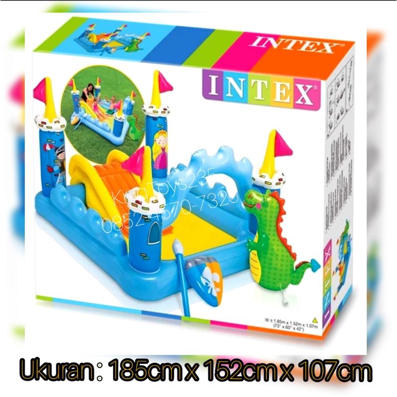Mainan Anak Kolam Renang Istana Besar Tinggi Perosotan Air Berenang Luncuran Segi Persegi Panjang Ka