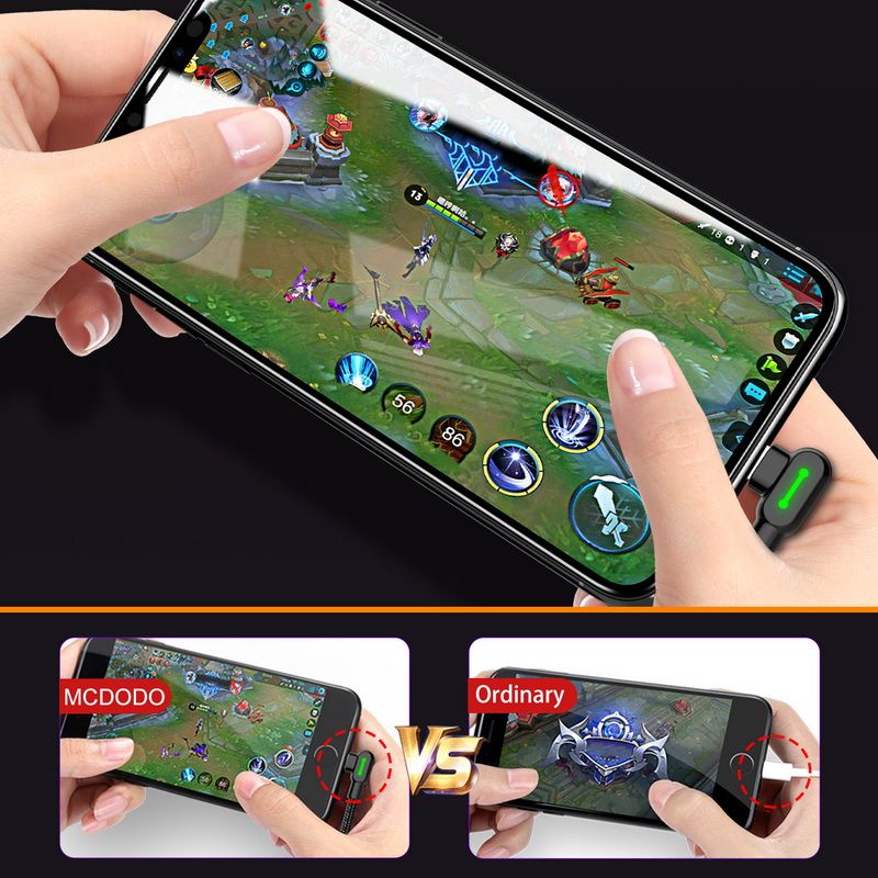 Mcdodo Kabel Charger Gaming Lightning Braided L Shape 180 cm PREMIUM - CA-4673 - Black