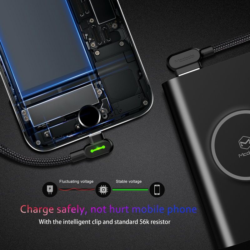 Mcdodo Kabel Charger Gaming Lightning Braided L Shape 180 cm PREMIUM - CA-4673 - Black