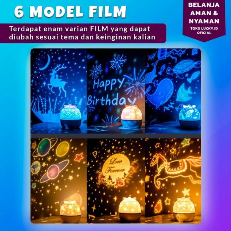 Promo Lampu Tidur Aesthetic Star Proyektor Rotating Led Karakter Bulan Bintang