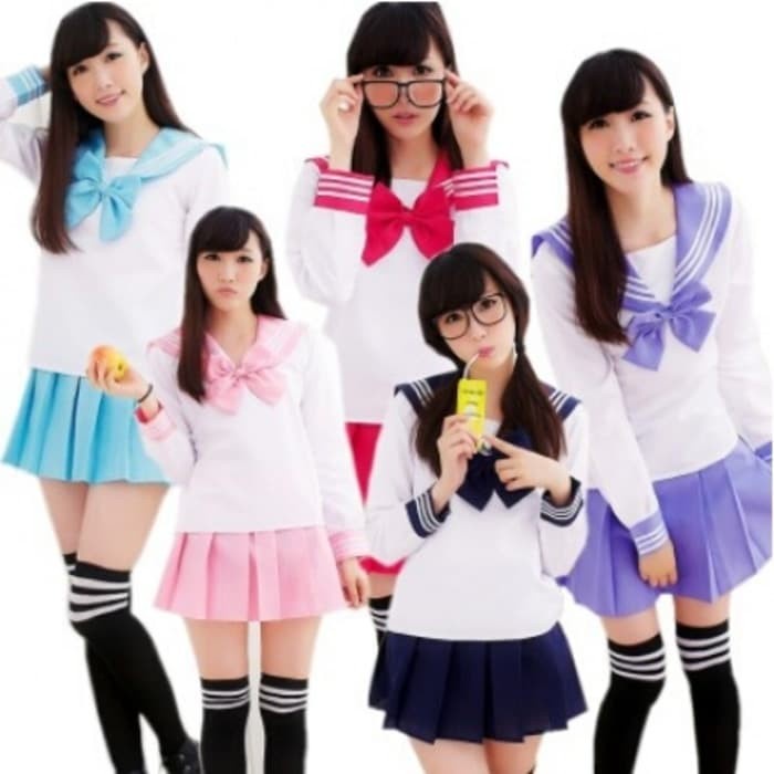 TERMURAH SEPA seragam sekolah jepang sailor seifuku lengan panjang cosplay /SERAGAM SEKOLAH/KEMEJA