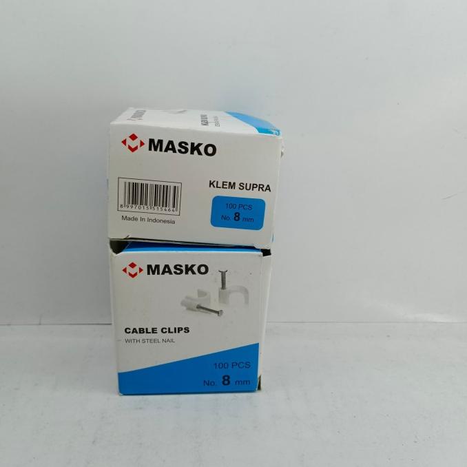 

jual klem kabel round cable clip penjepit kabel 8mm masko paku beton 100pc