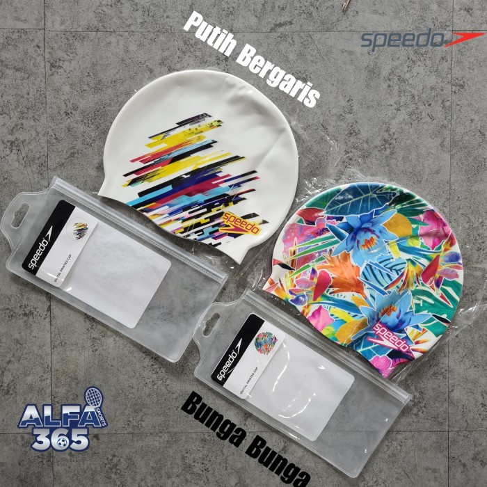 Terlaris Speedo Digital Printed Cap / Topi Renang Original Silikon Speedo