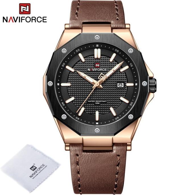 Jam Tangan Analog Pria Naviforce 9200 Kulit Leather Original