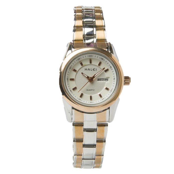 DISKON SPESIAL COD JAM TANGAN HALEI WANITA TANGGAL HARI SILVER ROSEGOLD 8015L TERMURAH