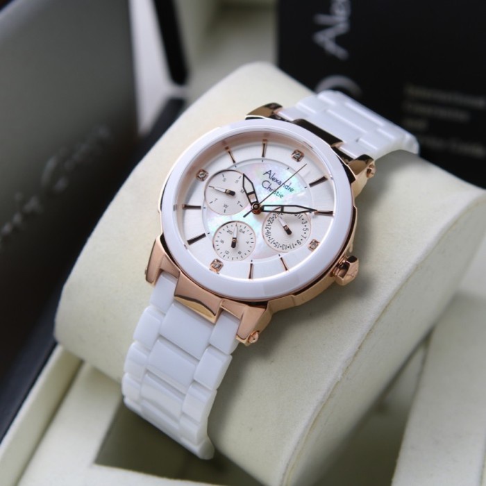 DISKON SPESIAL JAM TANGAN WANITA ALEXANDRE CHRISTIE AC 2517 / AC2517 WHITE ROSEGOLD TERLARIS