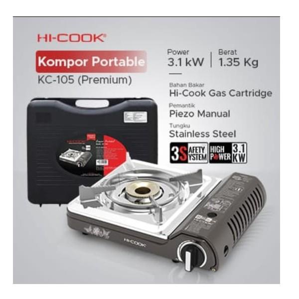 HI-COOK KOMPOR GAS PORTABLE TRAVEL HICOOK 3 SAFETY SYSTEM KC-105 KC105