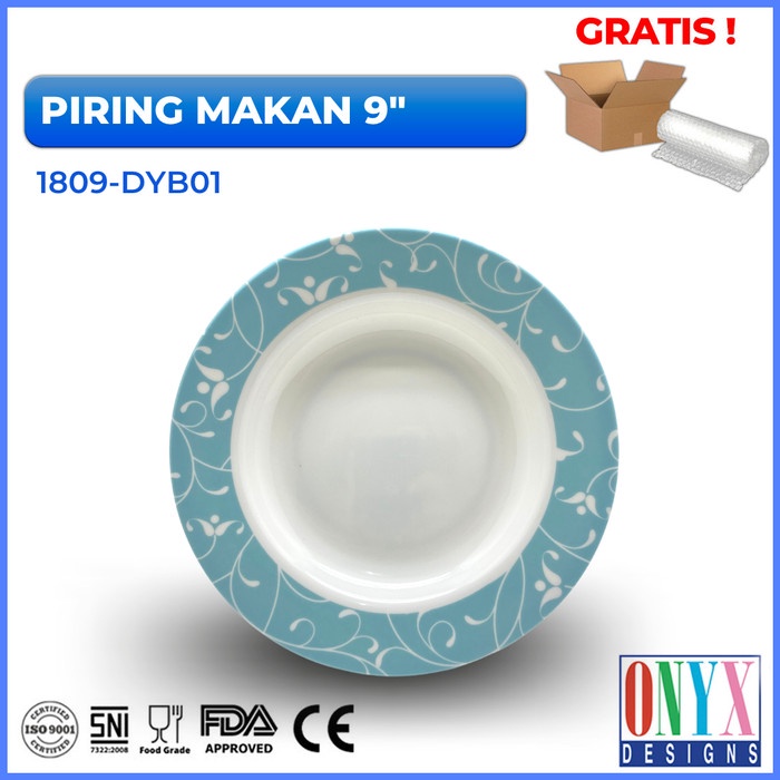 Bestseller Piring Makan 9 Inch Onyx Melamin Motif - 1809