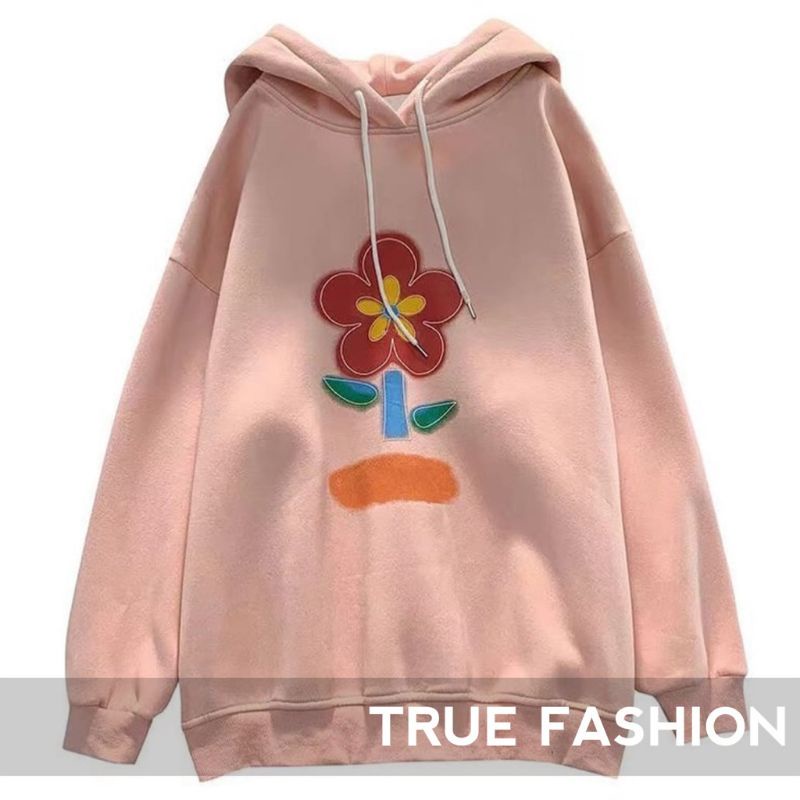 FLORID FLOWER HODIE OVERSIZE SWEATER - PAKAIAN WANITA KOREAN STYLE