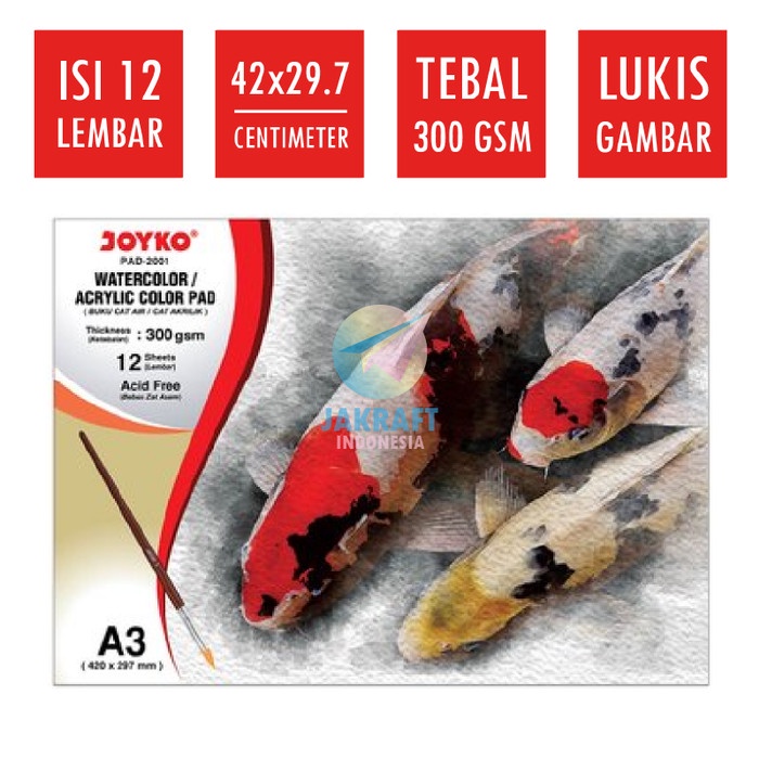 

Bestseller Kertas Kanvas Lukis A3 Joyko 300 Gsm Cat Air Watercolor Acrylic Pad
