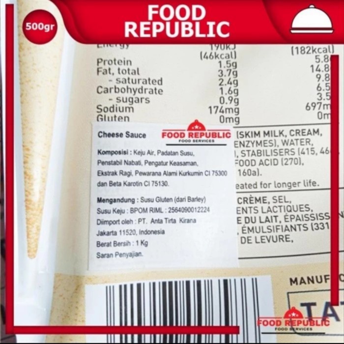 

TATUA PREMIUM CHEESE SAUCE 1KG IMPORT NEWZEALAND TANPA PEWARNA BUATAN wmf03