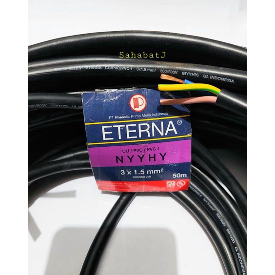 ✾✱ Kabel ETERNA NYYHY 3x1.5 / eterna serabut 3x1,5 hitam Produk Keren