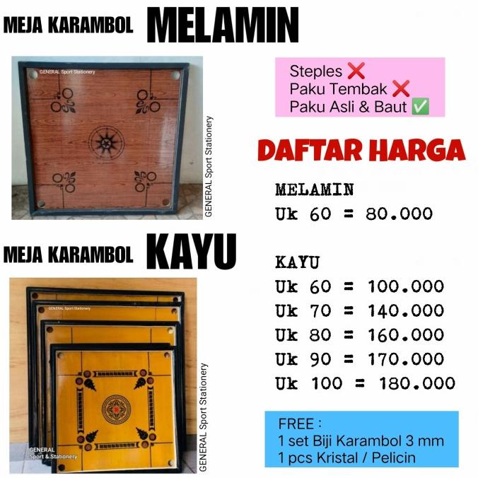 Meja Karambol KAYU Uk 80 (set)