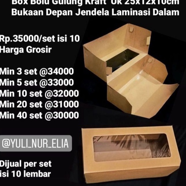 

Kualitas Premium.. Box Bolu Gulung Kraft 25x12x10cm Bukaan Depan Jendela Laminasi Dalam Dijual Per 10 TWT