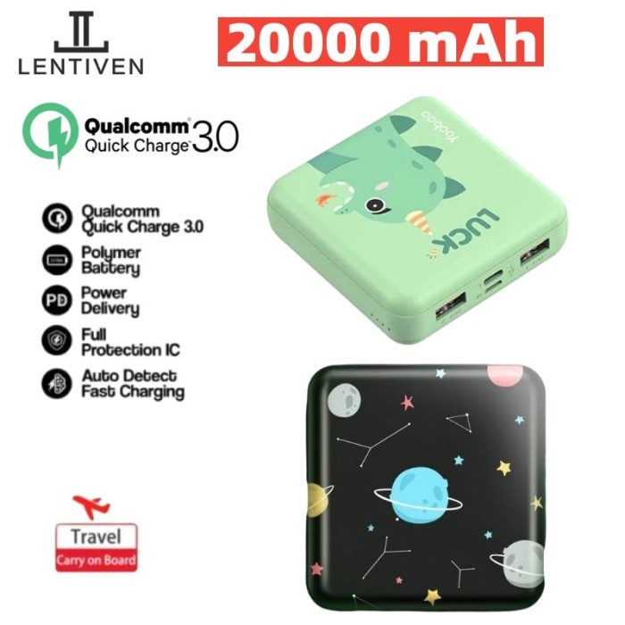Terlaris Powerbank 20000 Mah Fast Charging Ukuran Kecil Mini Size Cute