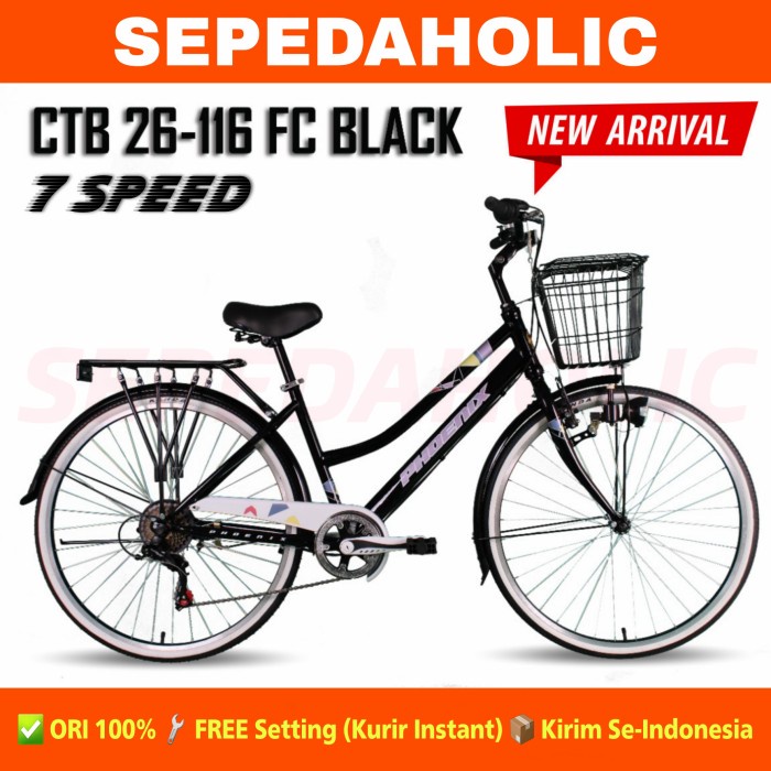 Sepeda Keranjang Dewasa Perempuan Ni Phoenix 116 Fc 26 Inch 7 Speed