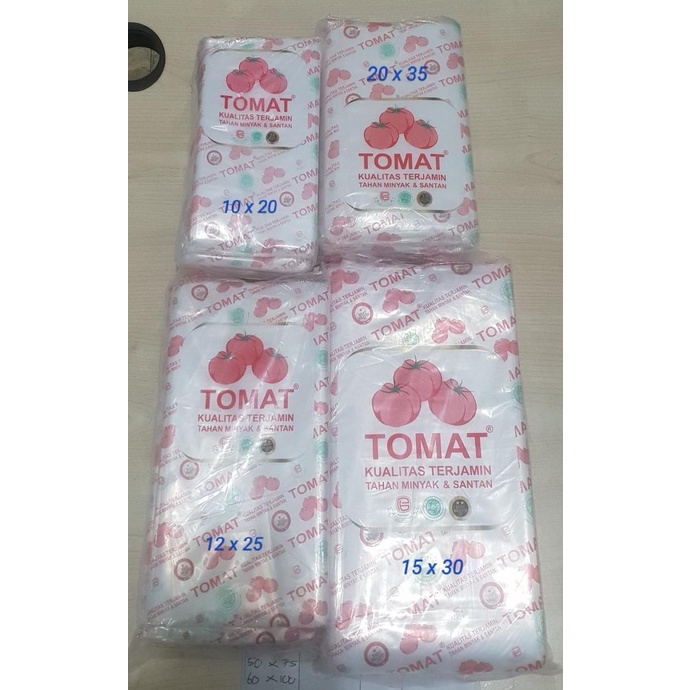 PE tomat 10 X 20 / 12 X 25 / 15 X 30 / 20 X 35 kantong plastik air /es