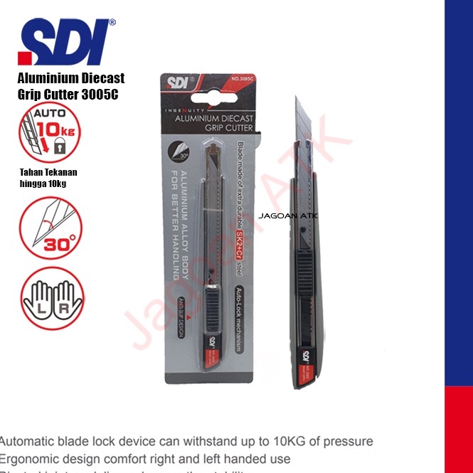 

Premium.. Alumunium Diecast Grip Cutter SDI 3005C 9mm Blade 30 Derajat LLS