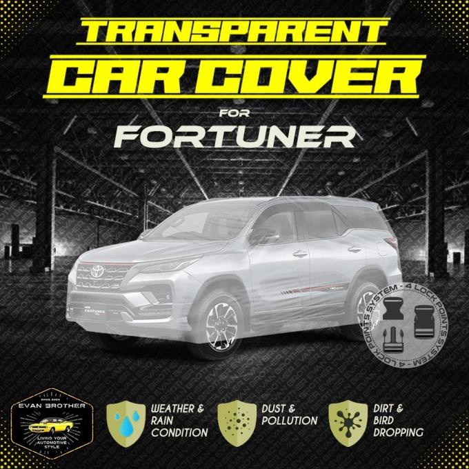 Cover Selimut Sarung Mobil Plastik Transparan Anti Air FORTUNER Bening