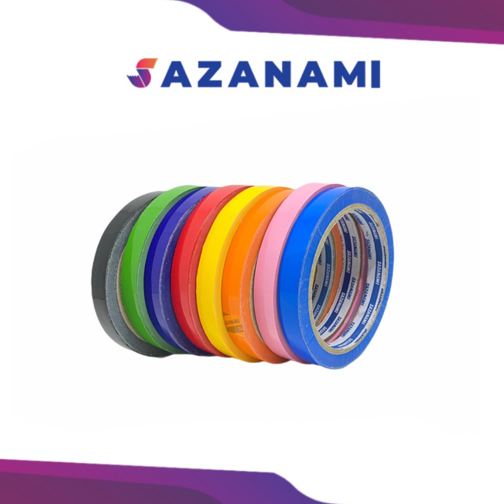 

Modis.. 1 PACK LAKBAN ISOLASI WARNA 12MM X 50M SAZANAMI SELOTIP WARNA 1 LUSIN CZG
