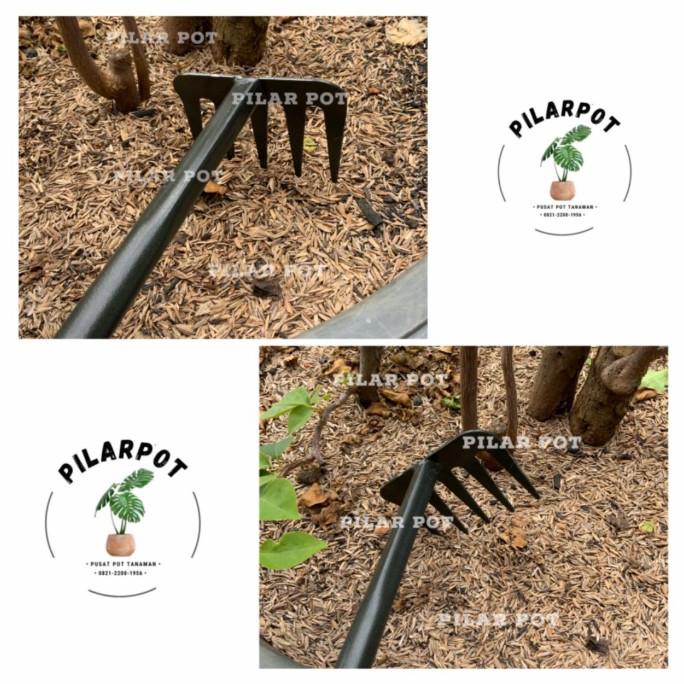 8.8 Garpu Besi Gagang Kayu Untuk Garukan Tanah Berkebun - Garpu Tanah
