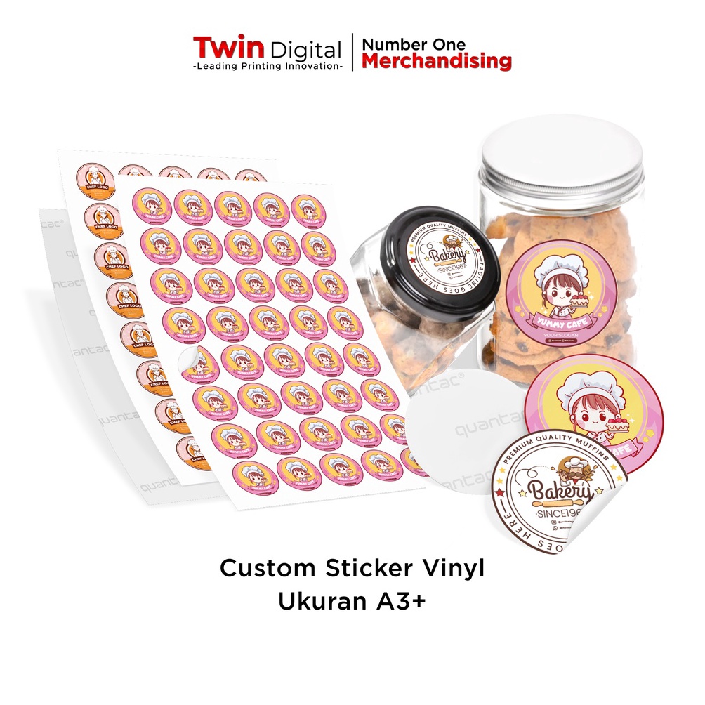 

BRANDS FESTIVAL Twindigital Custom Sticker Label Vinyl A3+ Kemasan Produk Olshop Makanan Minuman Waterproof - Stiker Label Vinyl Anti Air