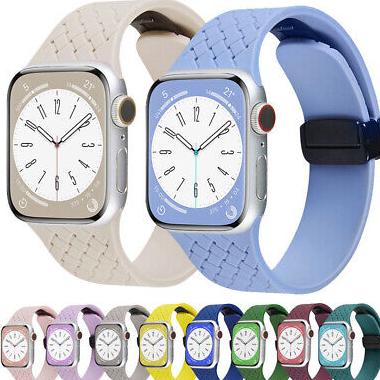 AWA695 Strap Apple Watch Silicone Magnetic Square Pattern Strap iWatch Series 1/2/3/4/5/SE/6/7/8/Ultra **