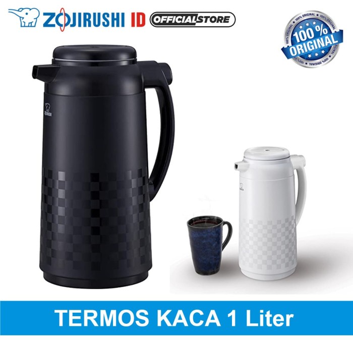 TERMURAH Termos Kaca 1 Liter ZOJIRUSHI AFFB-10 Black / White