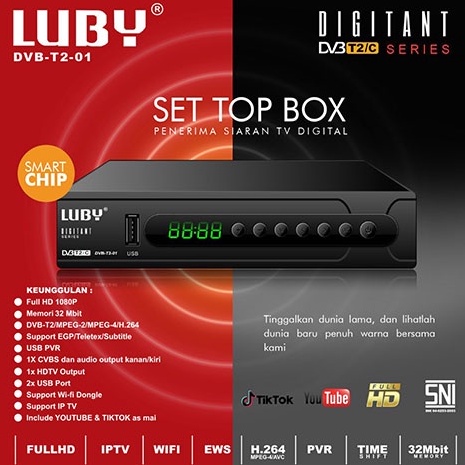 ➷ Set Top Box Luby DVBT2 Receiver TV STB Digital DVB T2-01 s Produk Premium ★★★.