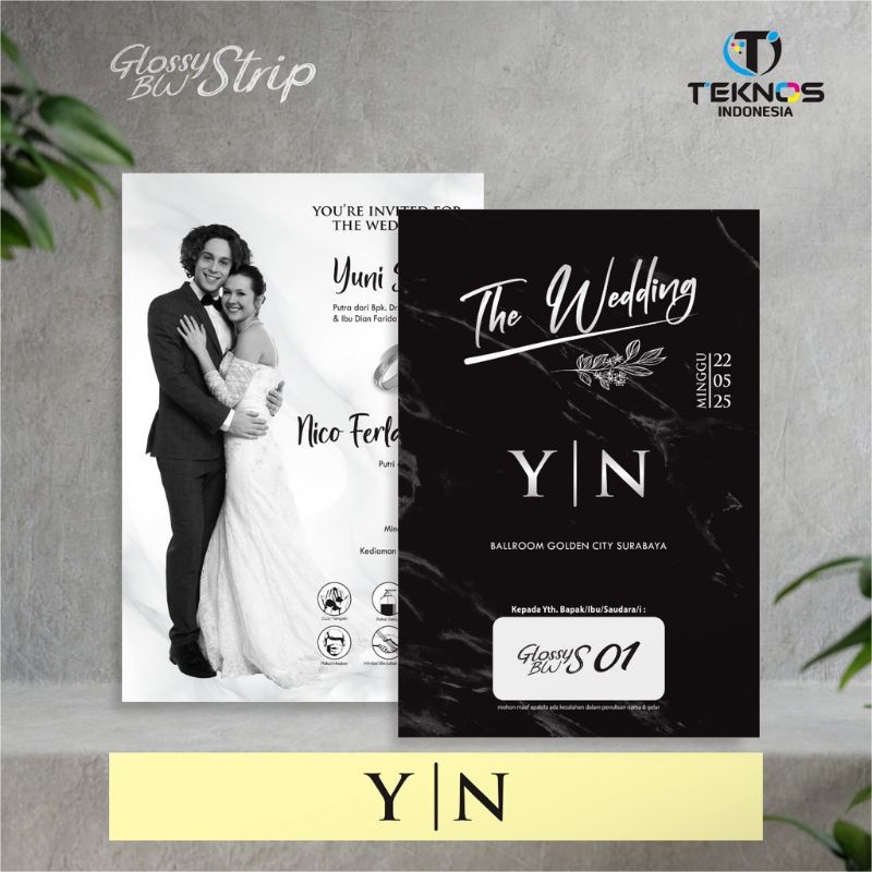 UNDANGAN PERNIKAHAN GLOSSY BW STRIP - UNDANGAN