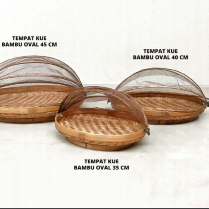 Bestseller Tudung Saji/Wadah Tempat Kue Gorengan 1 Set Isi 3 Motif Oval