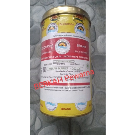 

Pewarna makanan berat 1kg merah skarlet-202106 merek coloursea